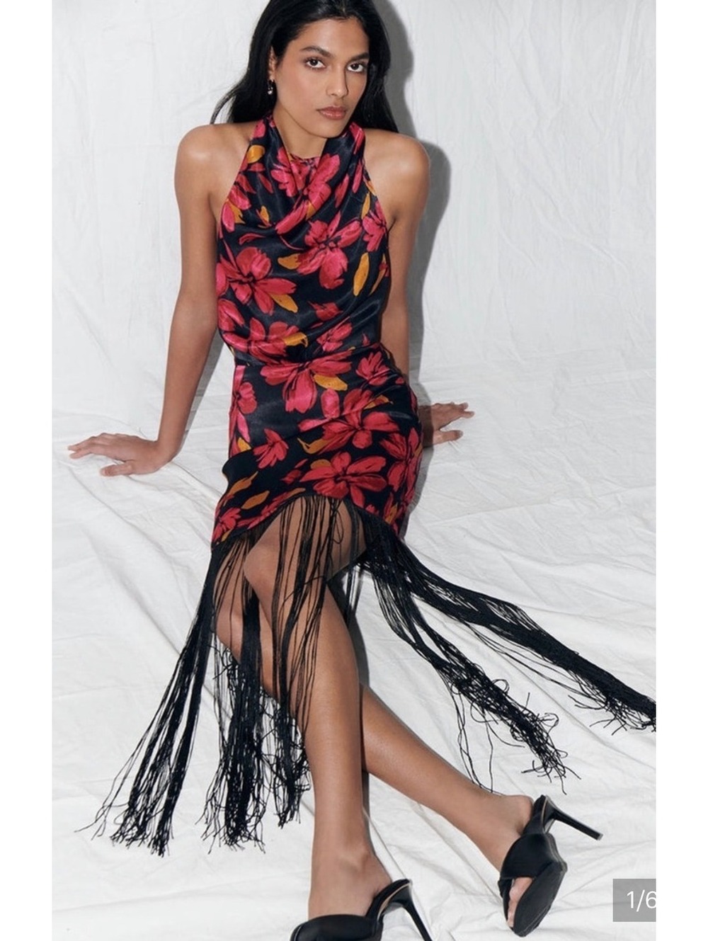 Saylor x Free People Adilynne Halter Floral Cowl Fringe Dress | NWT | Size S